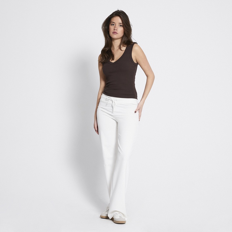 Low waist fitted pants "Ebba" Ivory